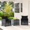 5 Piece Patio Set PE Rattan Chairs Ottomans Glass Table Outdoor Furniture Black Cushion